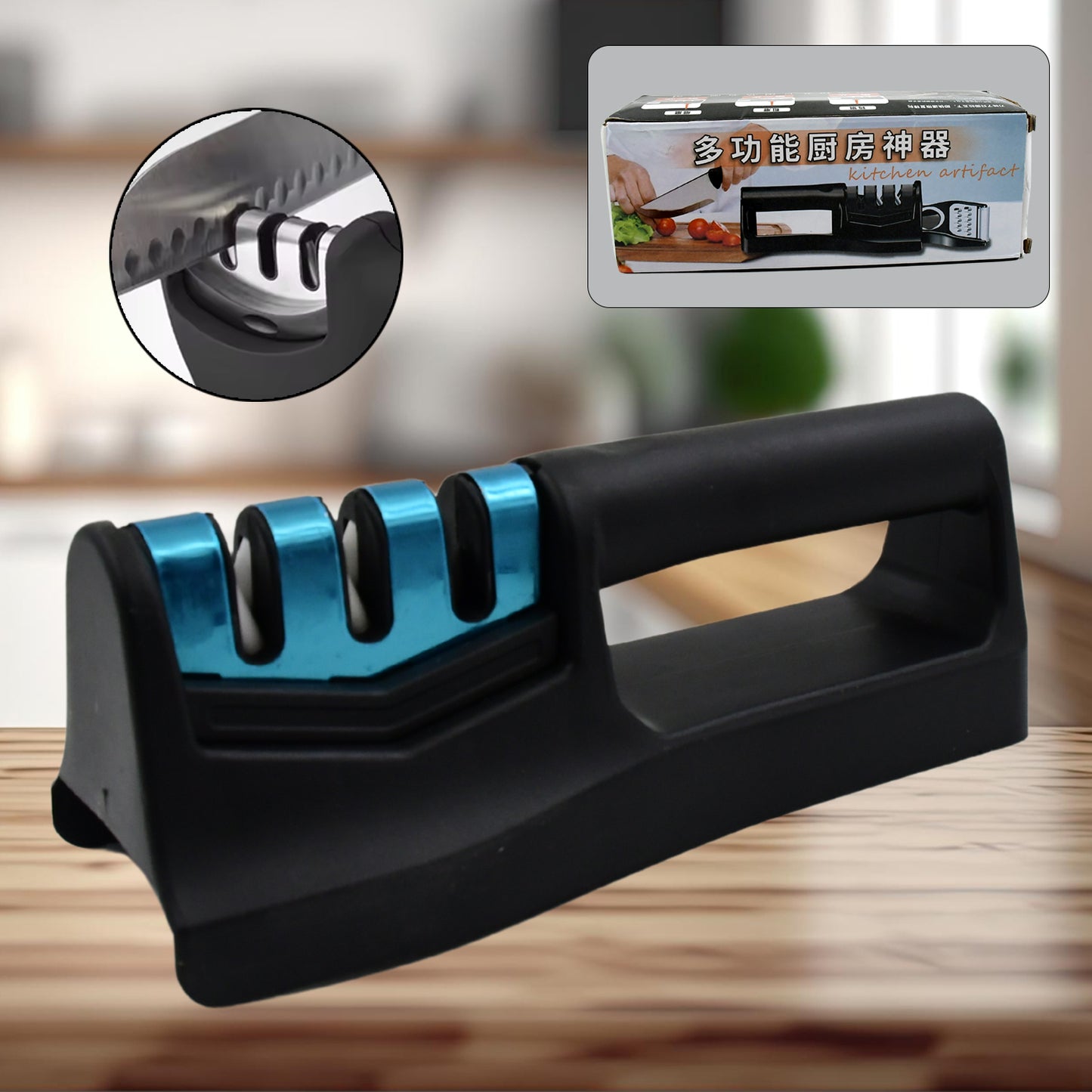 Kitchen Knife Sharpener – With Vegetable Chopper & Fish Scale Remover