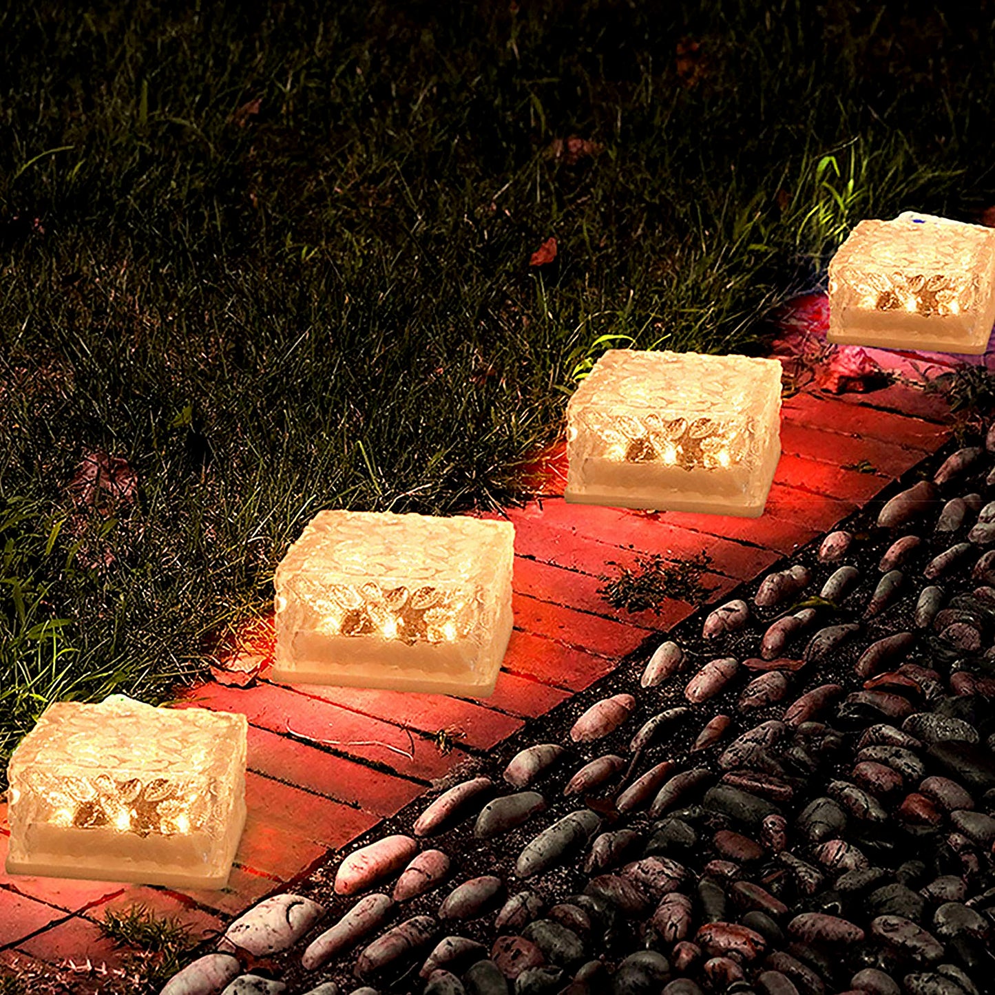 Solar Ice Cube Garden Light – Warm LED Outdoor Decor for Pathways, Backyard & Parties