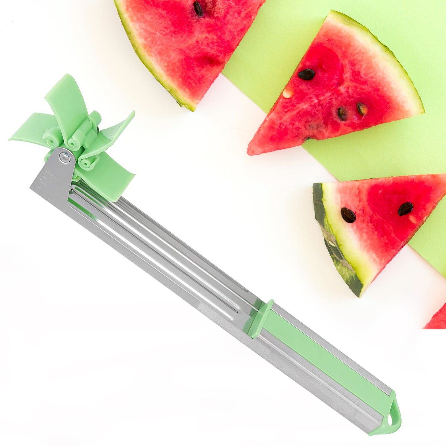 Stainless Steel Watermelon Cutter – Washable Windmill Slicer & Peeler for Easy Use