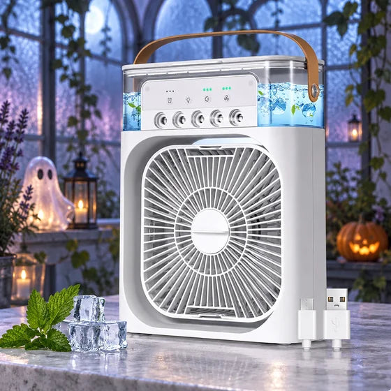 Portable Air Cooler Fan with 7-Colour LED Light