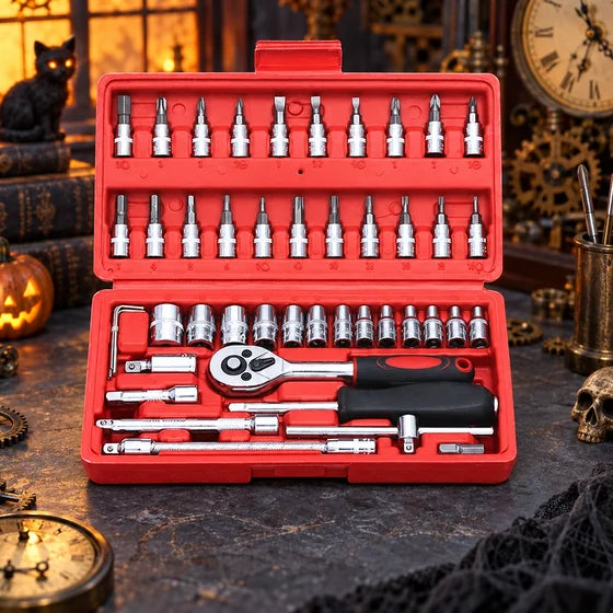 1/4-in Drive Socket & Repair Tool Kit – 46 Pieces, Red