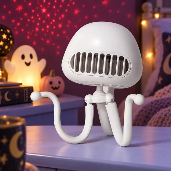 Rechargeable Mini Fan with Star Projector & Flexible Tripod