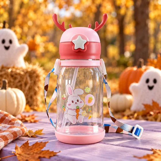 Kids’ Water Bottle with Straw & Strap – 450 ml