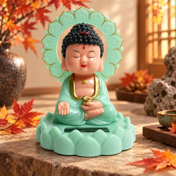 Solar-Powered Nodding Buddha Figurine