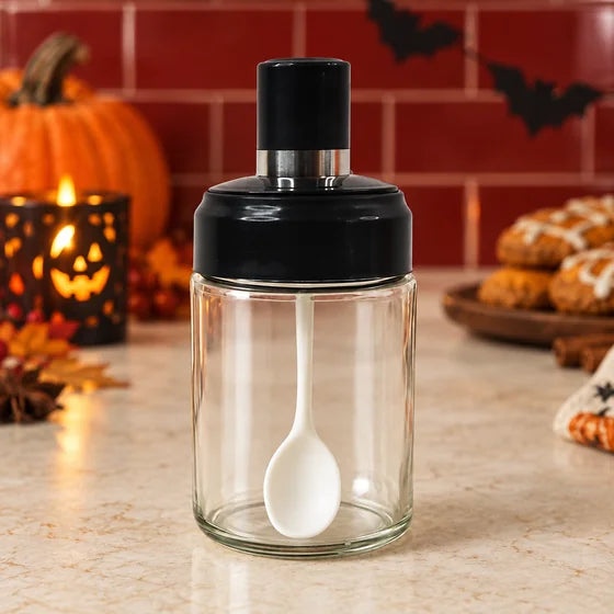 Glass Storage Jar with Built-In Spoon – 250 ml