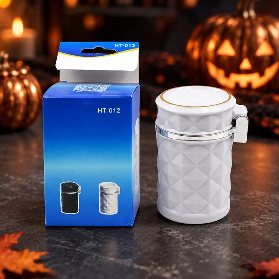 Car Cupholder Ashtray with Lid & Blue LED Light
