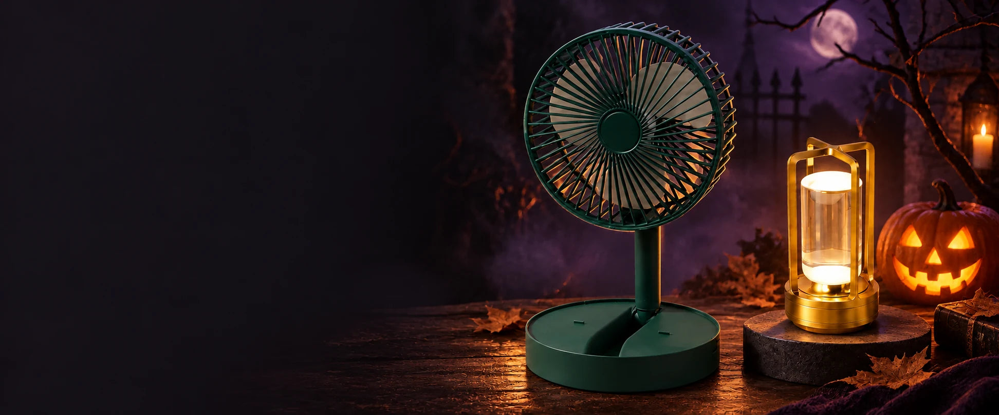 Oblivion lantern and fan in a glowing Halloween scene