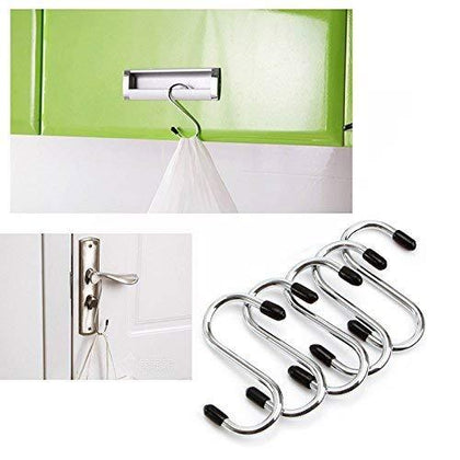 Set of 5 heavy-duty S-shaped stainless steel hanging hooks