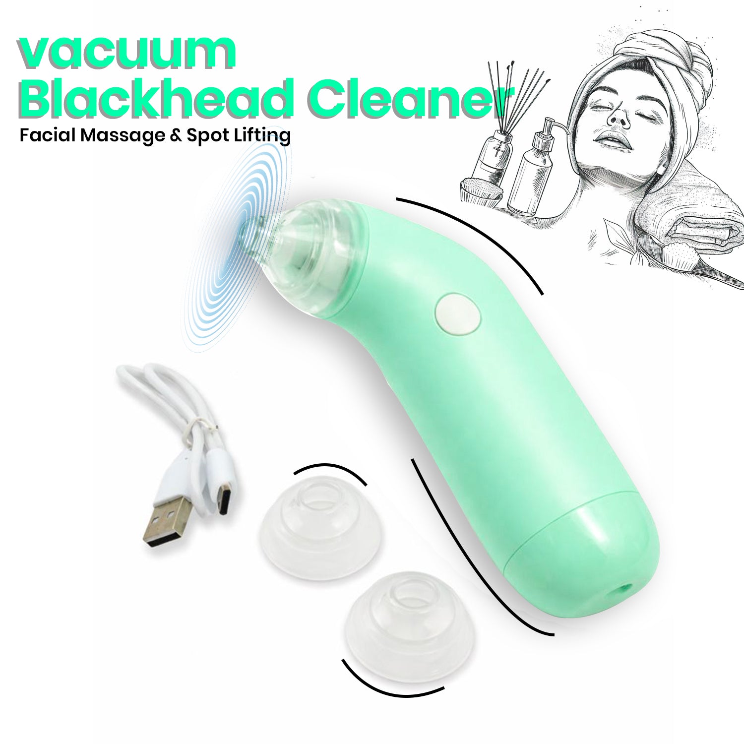 Vacuum Blackhead Machine Reduce Spot Mini Handheld Lifting Massage Facial Blackhead Remover For Skin Care (1 Pc)