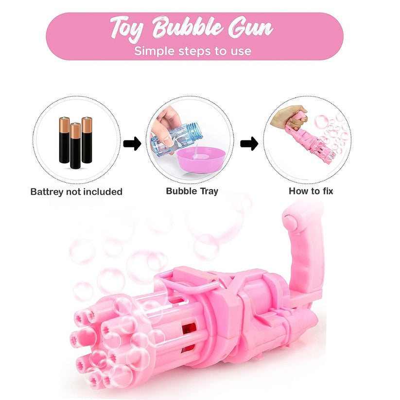 8028 Bubble Gun Toy in use with bubbles
