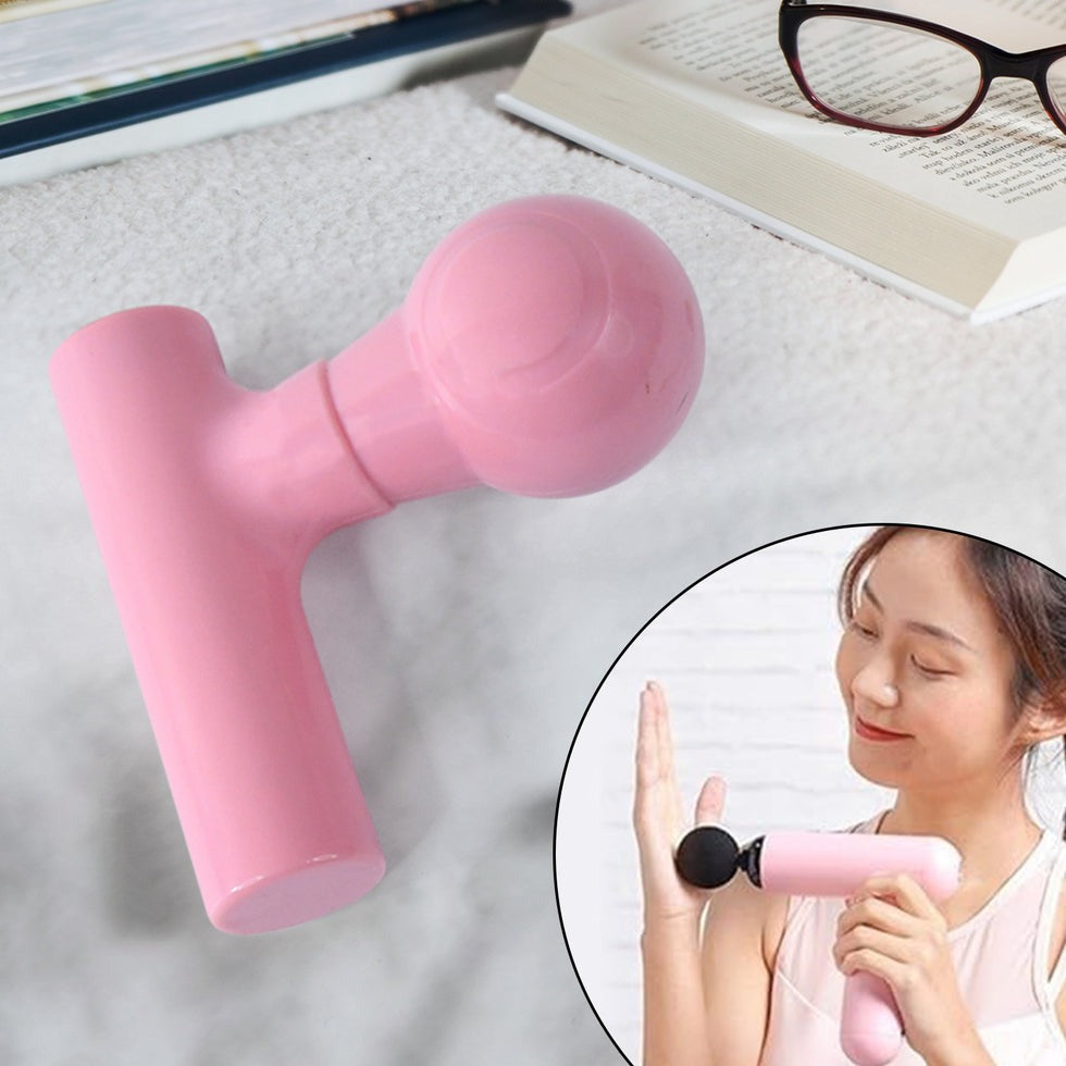 Black mini massager angled view with ergonomic design