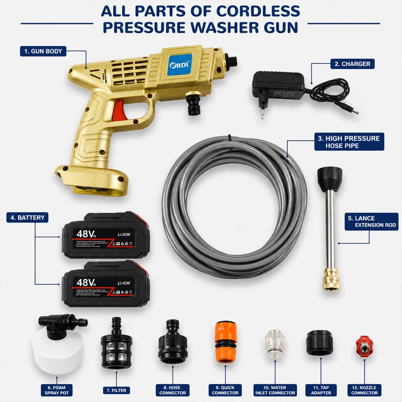 Double Battery 48v Rechargeable Electric Car Washer Gun (1 Set)