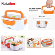 Portable electric lunch box with power cord for heating