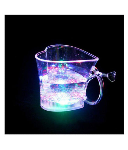 Heart Shape LED Blinking Glass Cup, front view with lights