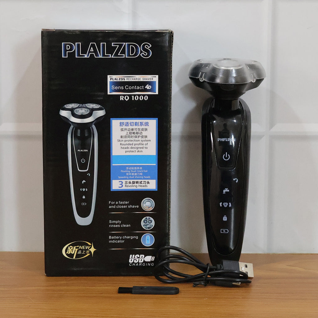 Complete set of rechargeable electric rotary shaver and accessories