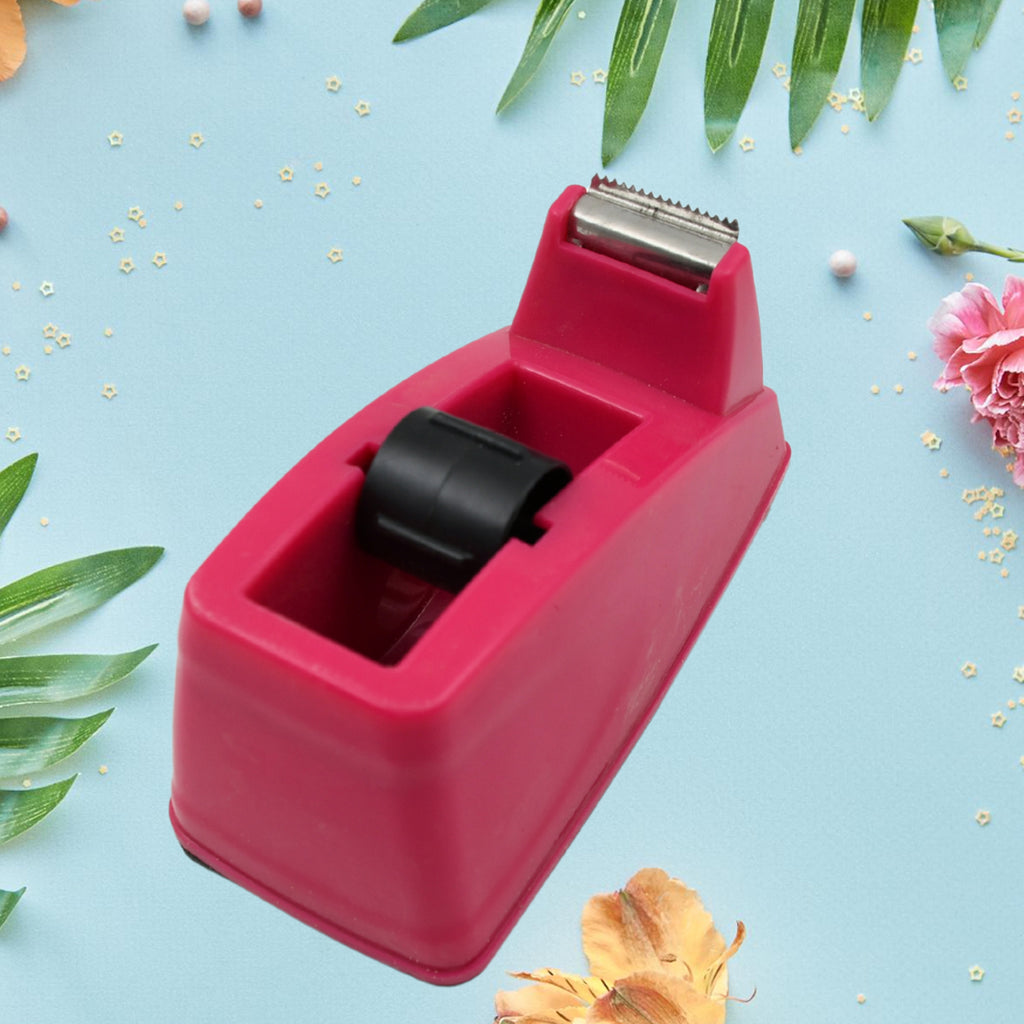 Angled view of tape dispenser, highlighting comfortable grip