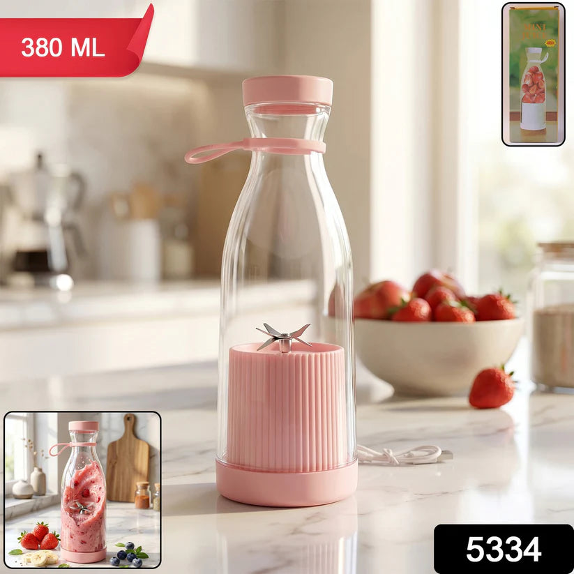 5334 Blender Portable Juicer For Smoothie  Juice  Vegetable Shakes With 4 Blades Wireless Charging Mini Personal Size Mixer Bottle Grinder 380 Ml Multicolor