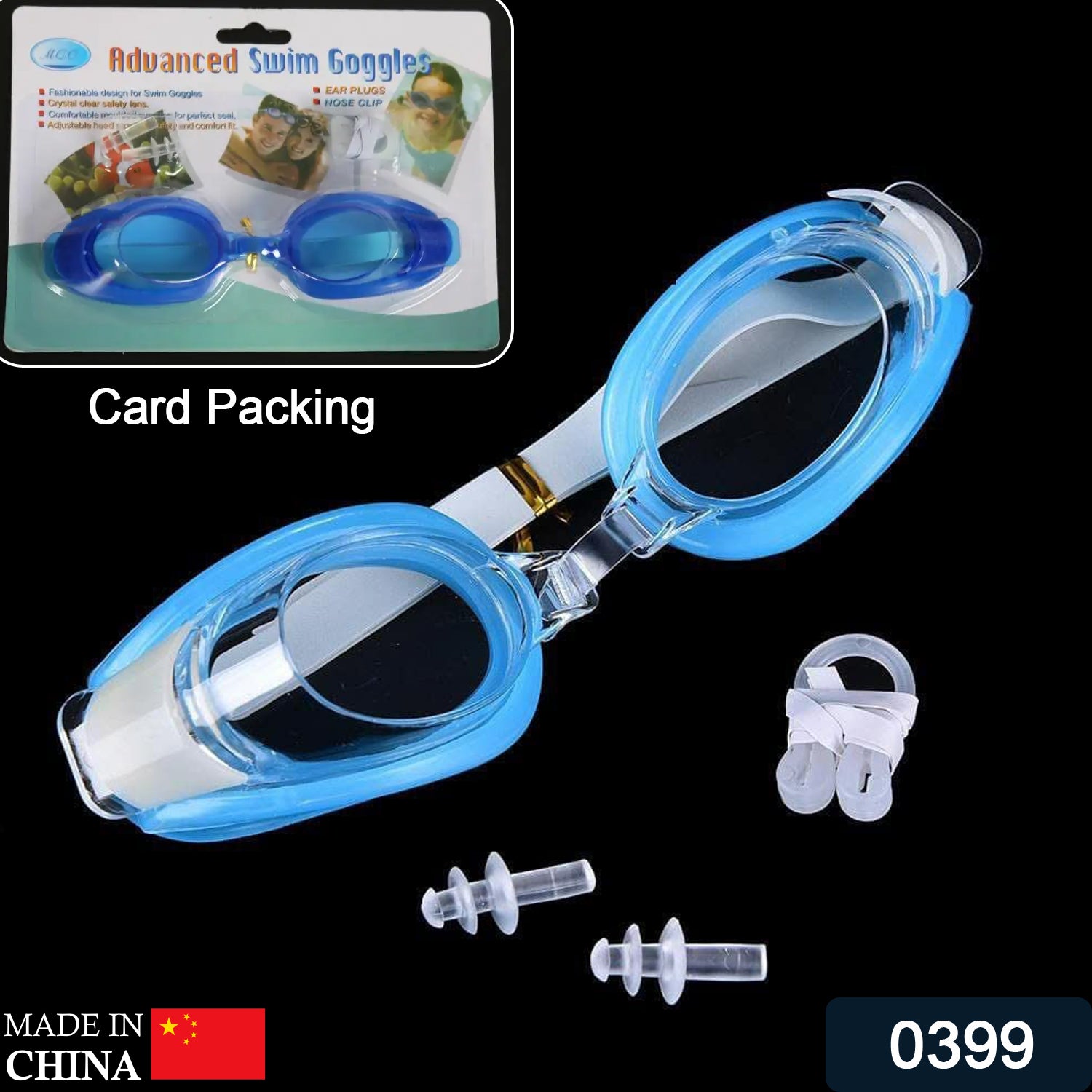 Anti-Fog Swimming Goggles with Ear & Nose Plug – Clear Vision, Waterproof