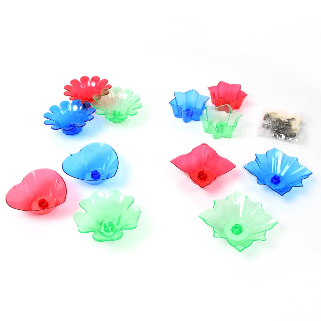 Colourful Reflection Diya Combo Plastic Candle Cup With Multi Shape (12 Pcs Set)