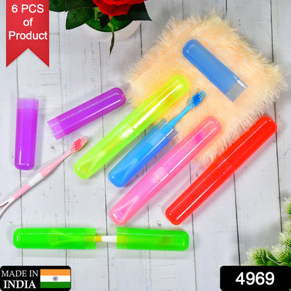 Set of 6 colorful plastic toothbrush travel covers