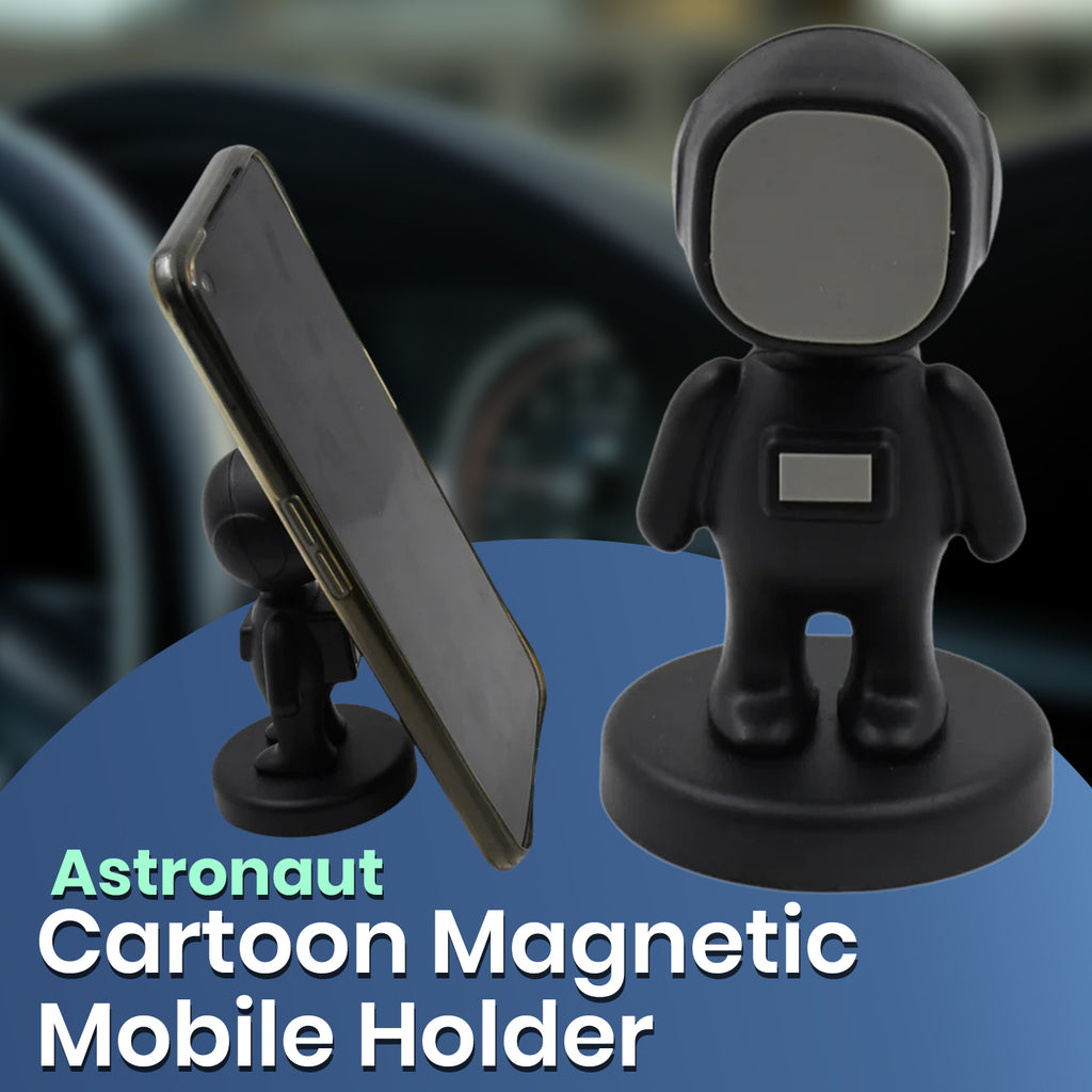 Astronaut cartoon magnetic mobile phone holder on car dashboard