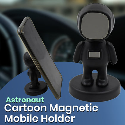 Astronaut cartoon magnetic mobile phone holder on car dashboard