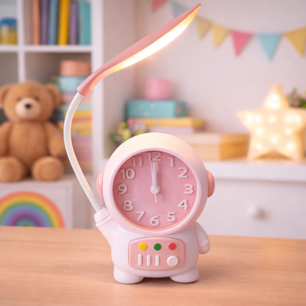Flexible neck feature of Astronaut Lamp for adjustable light