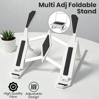 Adjustable multi-position tablet and laptop stand folded view