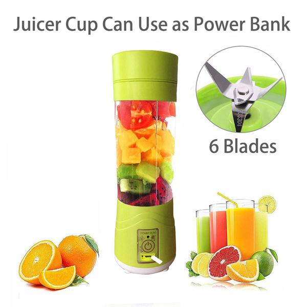 Portable USB Electric Juicer – 6-Blade Protein Shaker for Smoothies & Juice