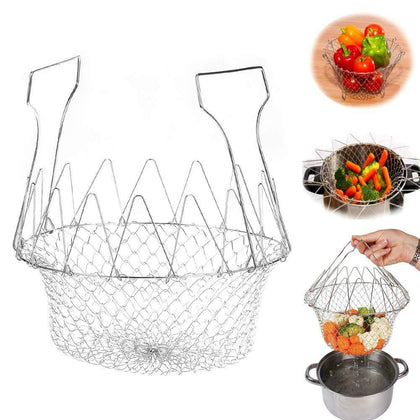 Foldable Stainless Steel Chef Basket Strainer