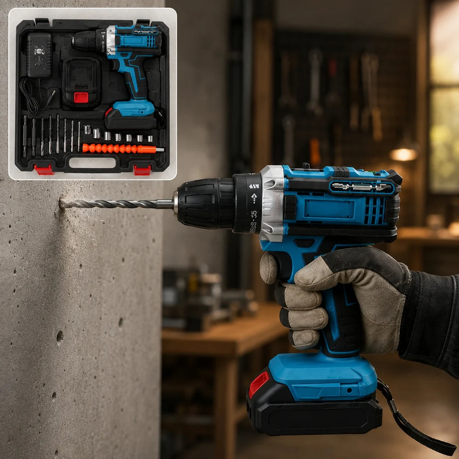 Cordless Drill Machine Tool Kit Set With Drill Bits