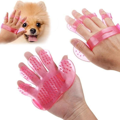 Rubber pet grooming & bathing glove brush