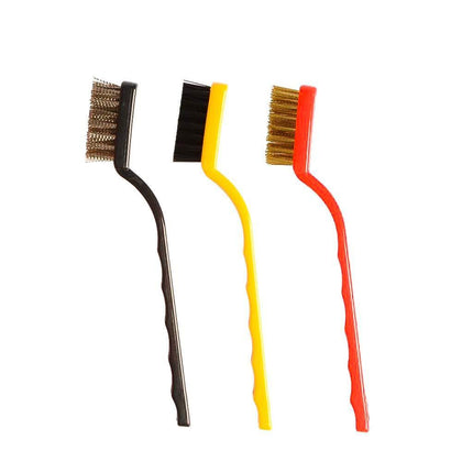 3 Pc Mini Wire Brush Set with nylon, brass, and stainless steel bristles
