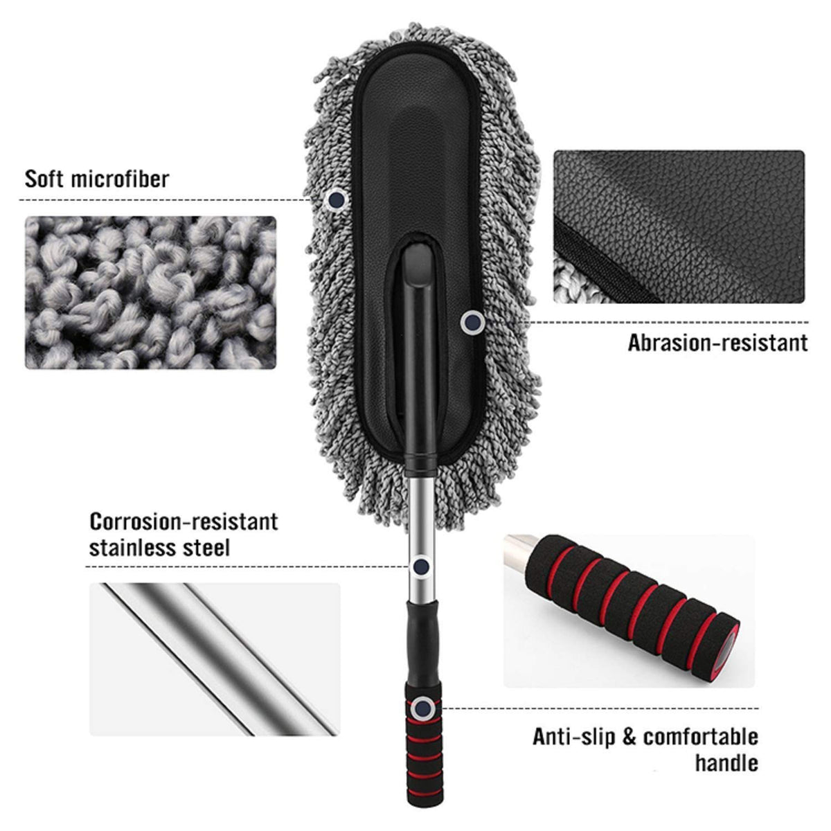 Multipurpose microfiber car duster brush for interior and exterior cleaning