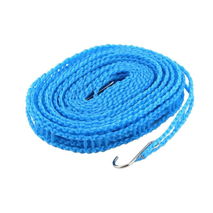 Premium nylon clothes drying line with stainless steel hooks on white background