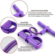 Woman using pull string exerciser for leg & core workout
