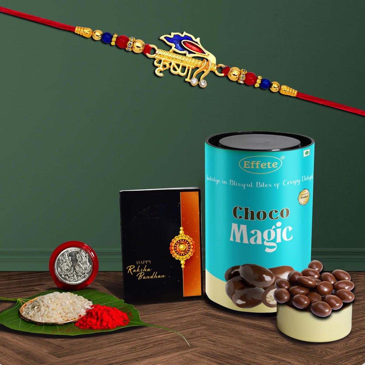 Chocolate Magic Rakhi Combo Gift Set with Card and Chocolate
