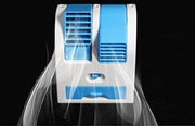 Diagram showing how to add ice or scent beads to the 201 Dual Bladeless Mini Air Conditioner