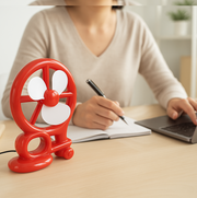 Top-down view of cart shape USB mini fan, highlighting fan blades