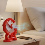 Hand holding a portable cart shape USB mini fan