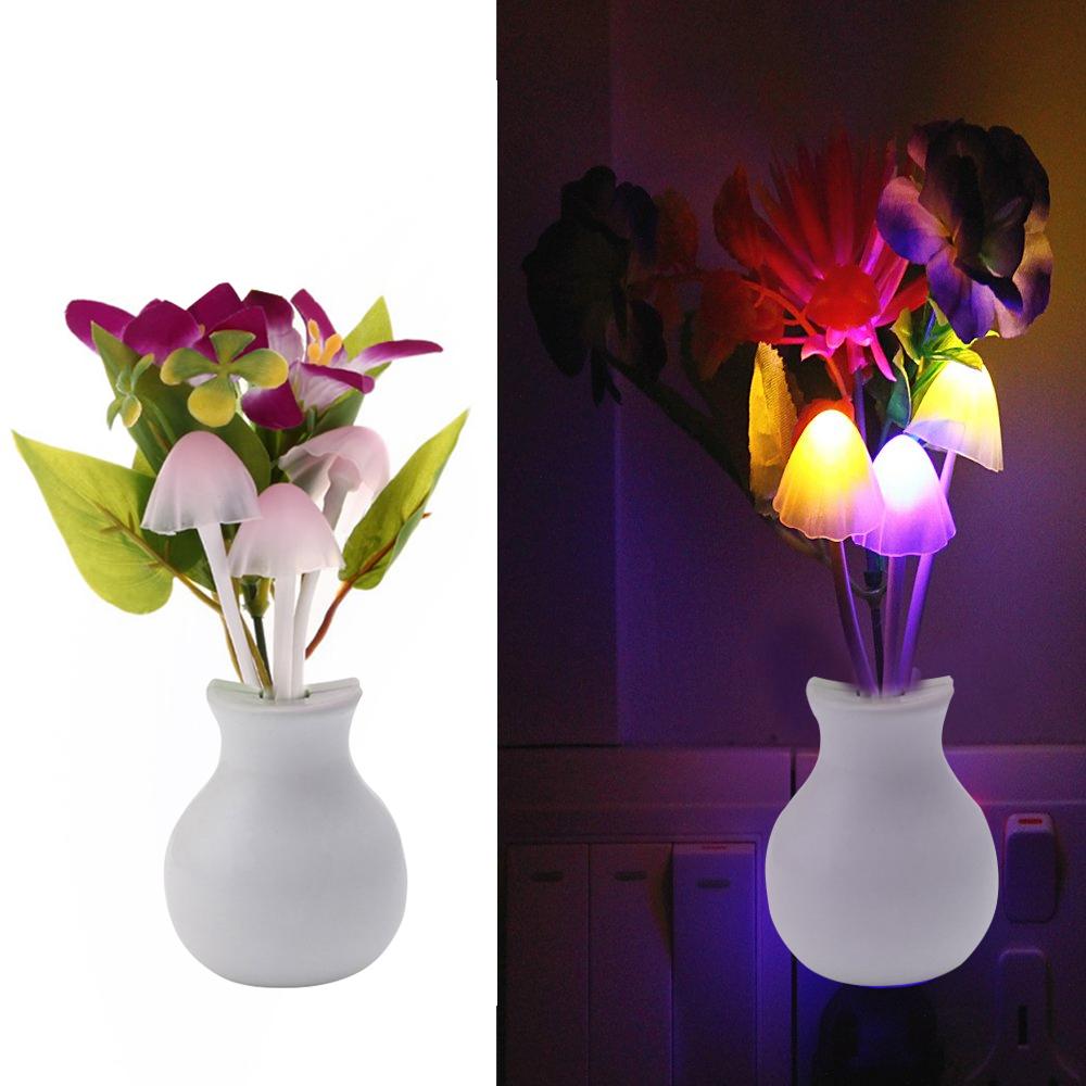 Dream Night Light mushroom lamp glowing soft colors with flower design