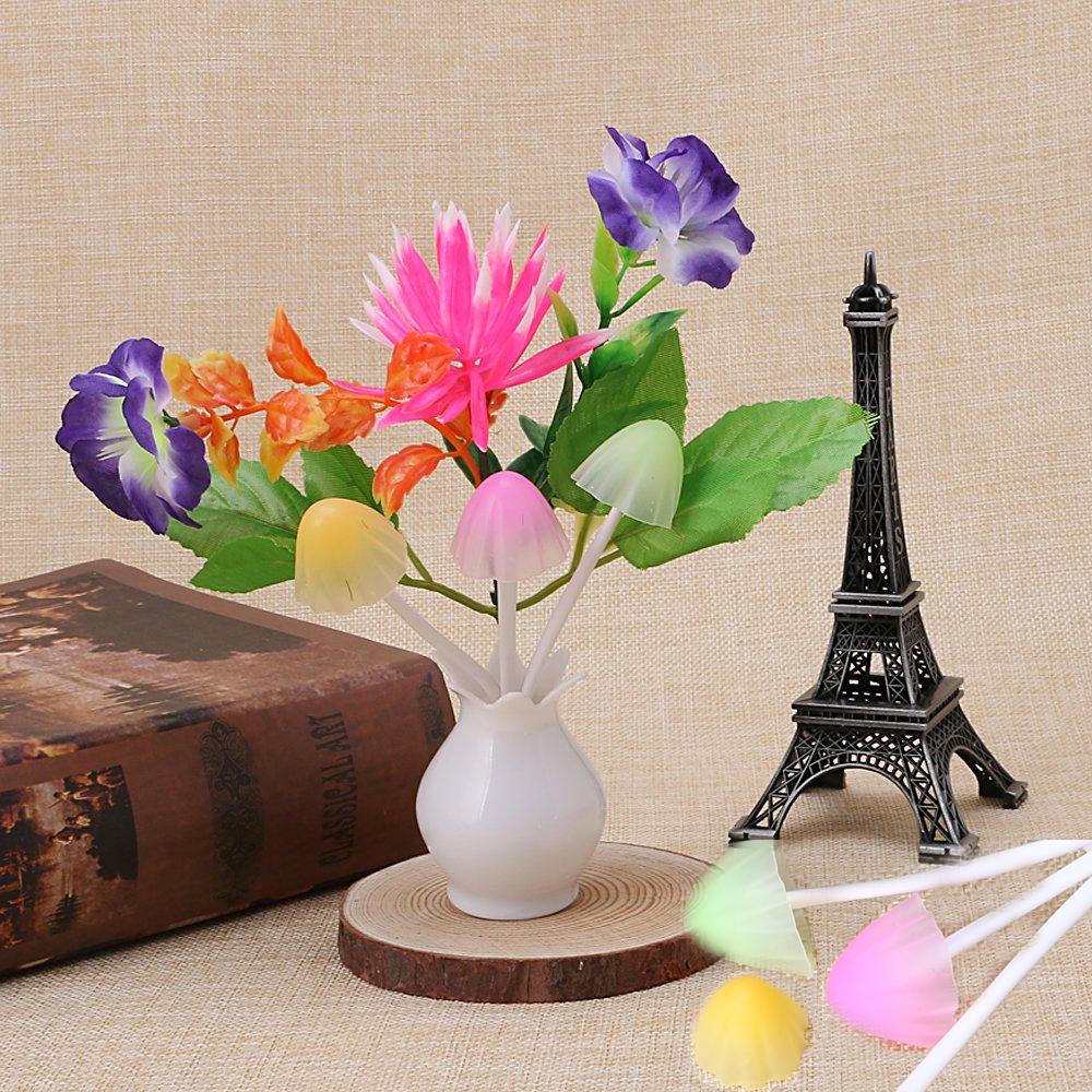 Side view of Dream Night Light auto on/off sensor multicolor mushroom lamp