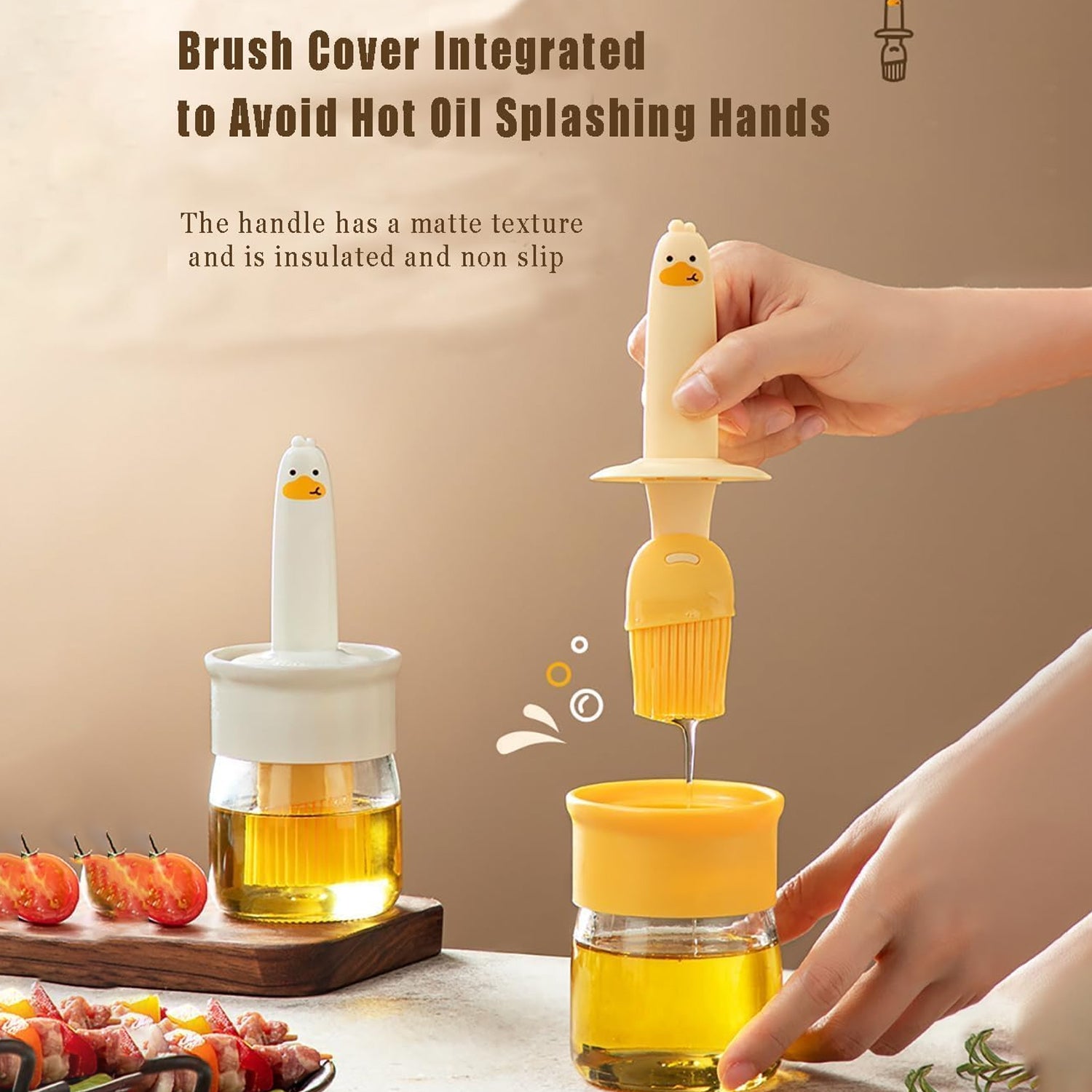2 In 1 Oil Dispenser Bottle With Silicone Basting Brush – Kitchen Set