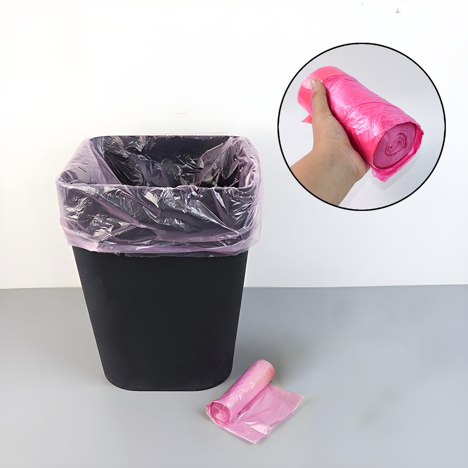 Tear resistant garbage bag holding trash