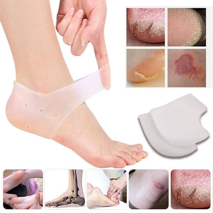 Medical grade silicone gel heel sleeve showing transparent design