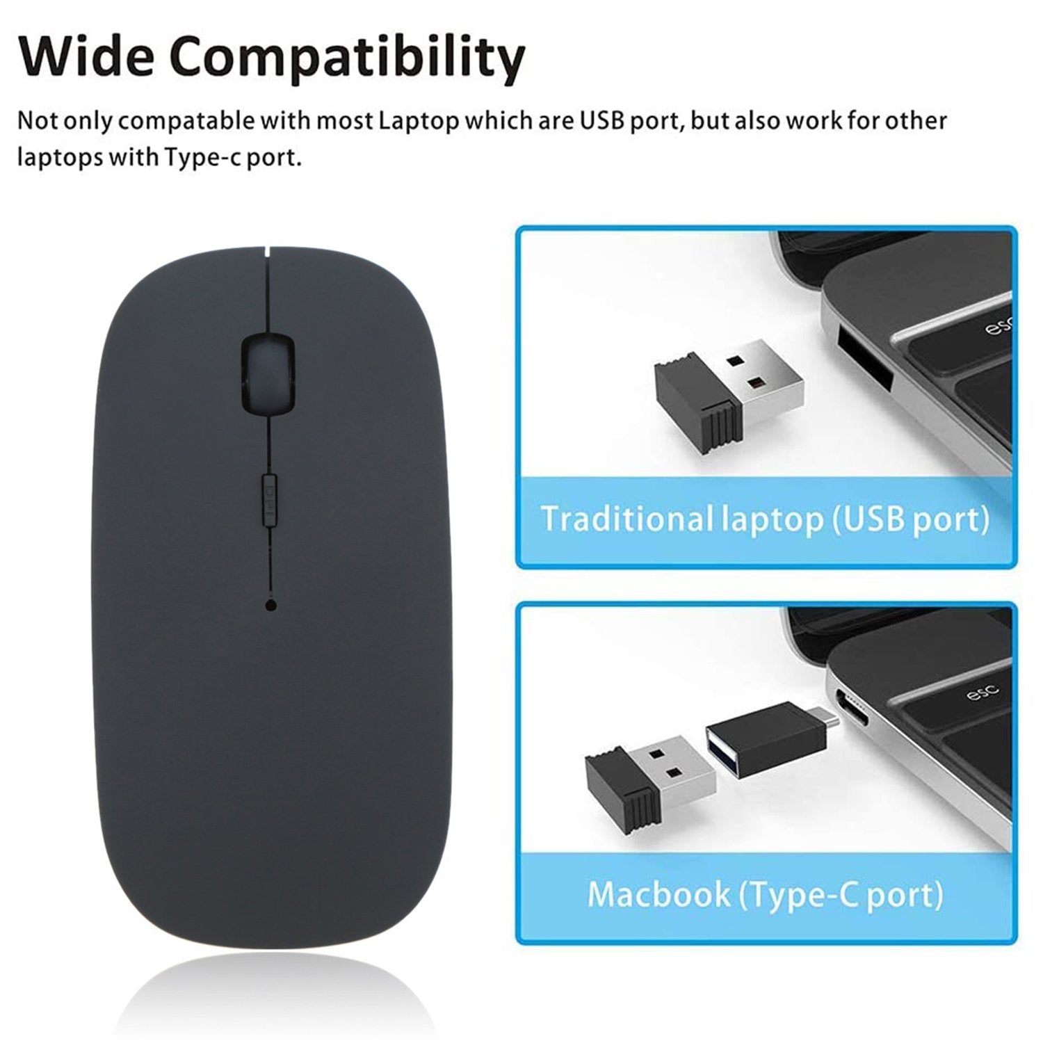 Wireless Mouse for Laptop, PC, Mac & iPad Pro – Smooth and Precise Navigation