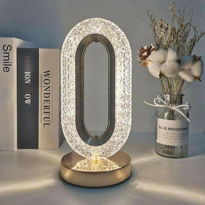 Crystal Oval Touch Table Lamp illuminating a modern living space