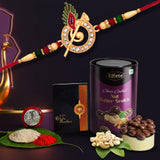 Designer Krishna Rakhi Gift Combo With Nut Butterscotch Tilak Set Coin  Greeting Card