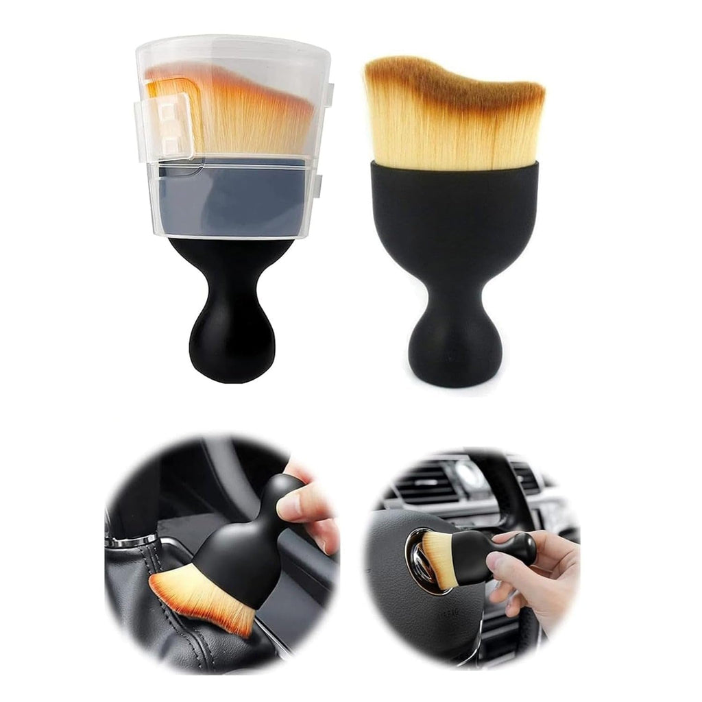 Multipurpose AC vent cleaner brush effectively removing dust from car air vents.