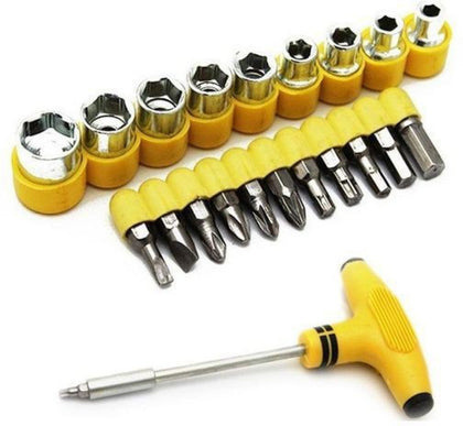 24 Pcs T-Shape Screwdriver Set with various bits & sockets